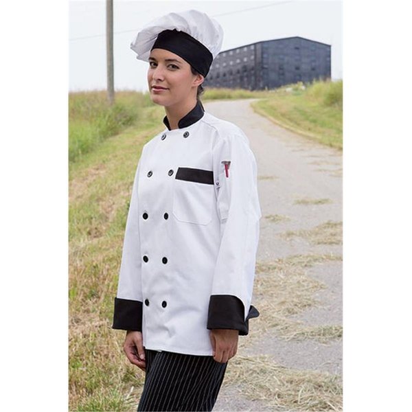 Nathan Caleb Newport Chef Coat 10 Buttons in White with Black - 4XLarge NA2507250